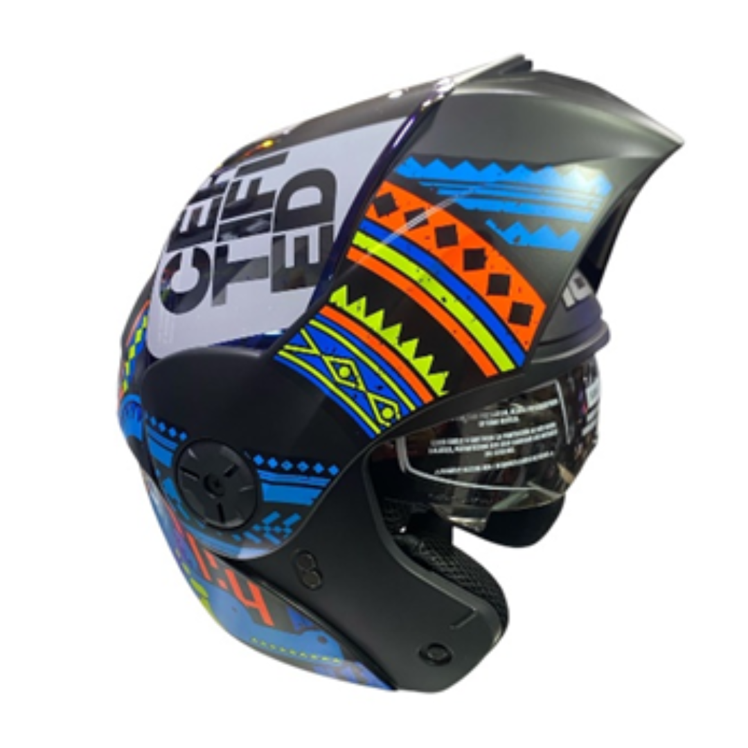 CASCO ABATIBLE ICH 3110 VUELTIAO NARANJA AZUL NEON