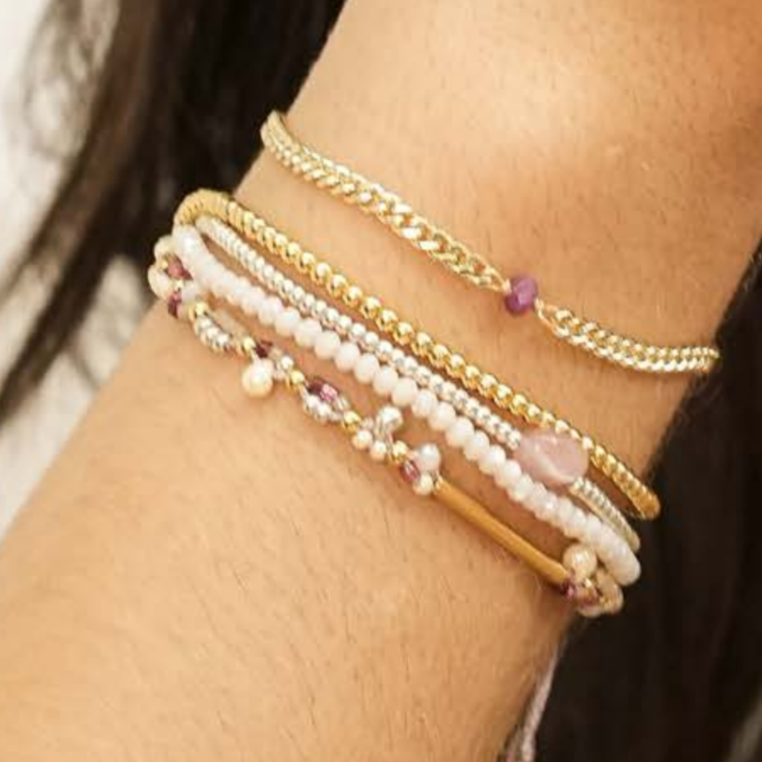 Set Pulsera cuarzo Rosa