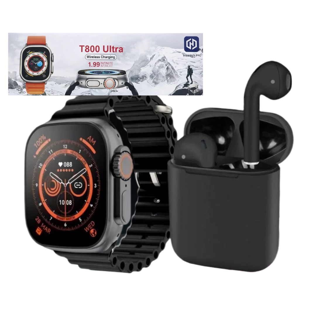 Combo Smartwatch T800 +Audífonos i12 + 2 manillas de obsequio