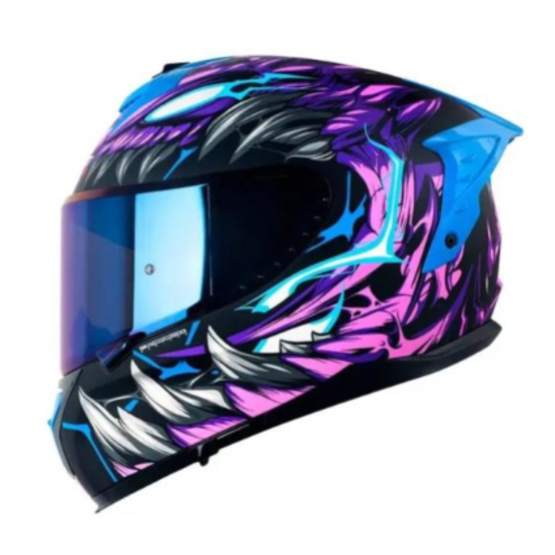 CASCO INTEGRAL SHAFT PRO 610 EVO EXO MORADO AZUL VISOR AZUL