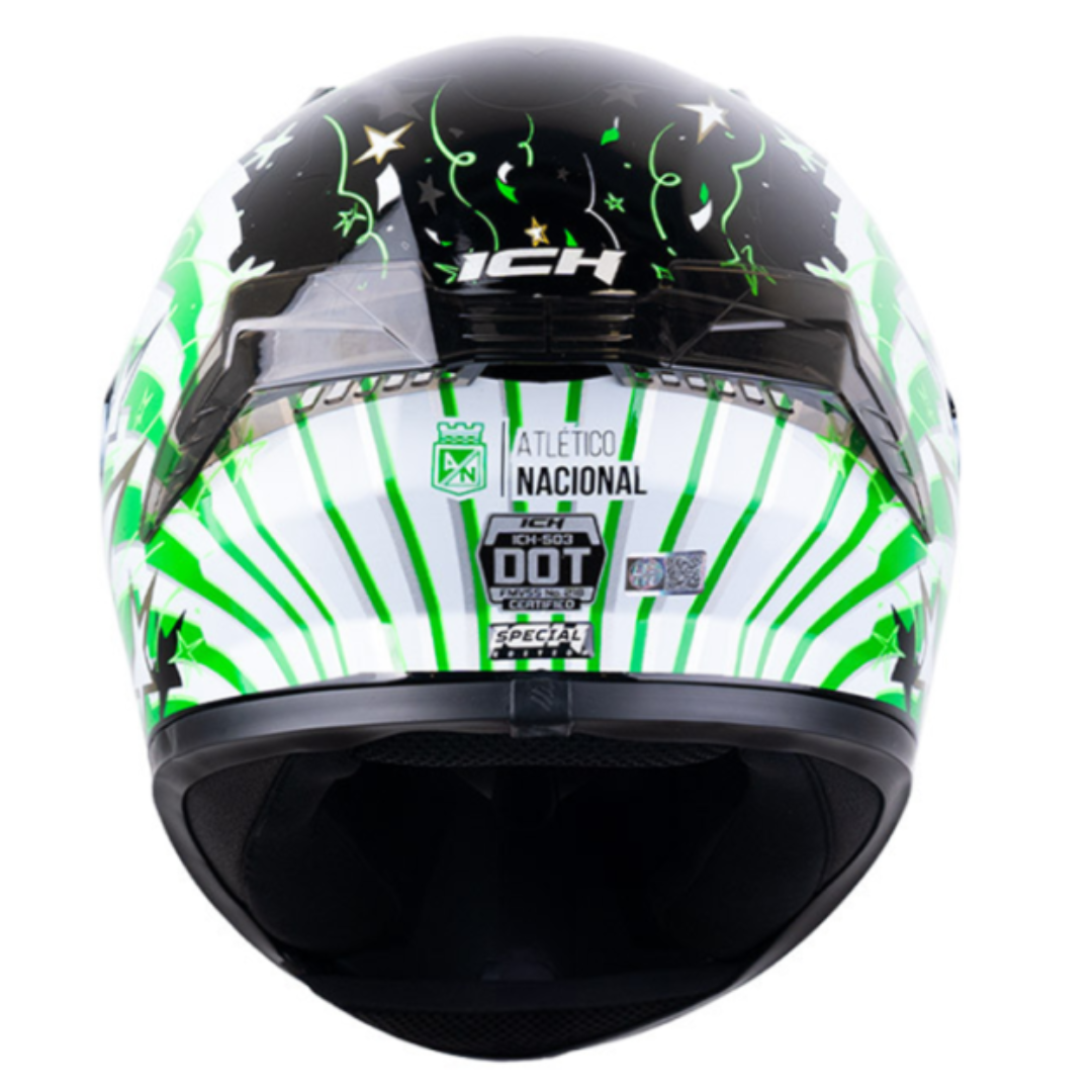 CASCO ICH 503 ED ATLETICO NACIONAL Más Campeón Negro Verde/Visor Plata