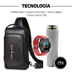 Combo Morral anti robo + reloj + audífonos