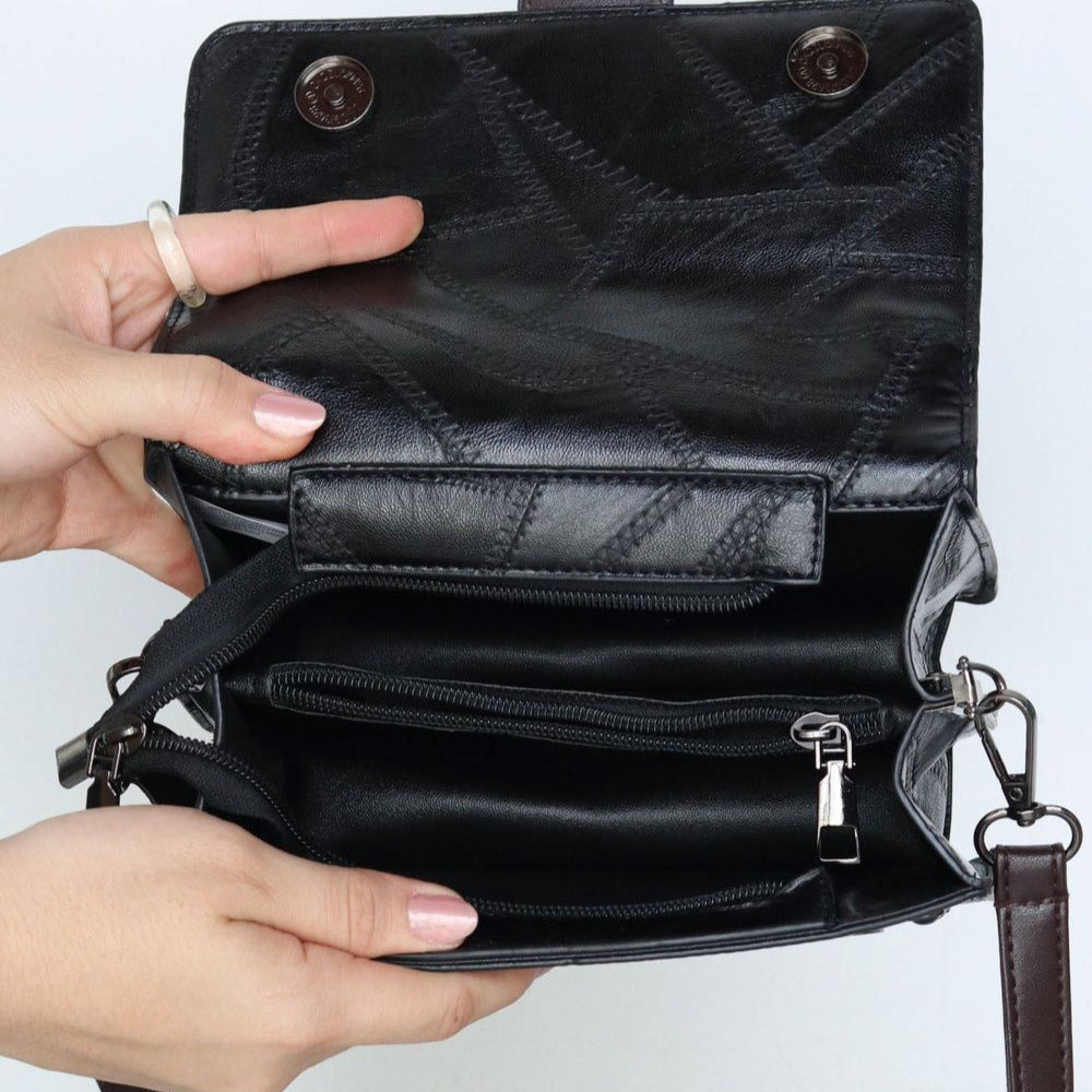 Bolso tipo carriel - placas vintage