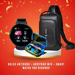 Bolso Antirobo + Audífono M10 + Smart Watch Y68 redondo