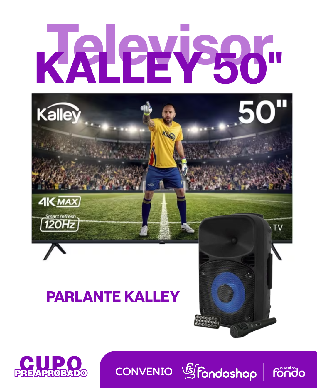 Televisor Kalley 50"+ parlante Kalley